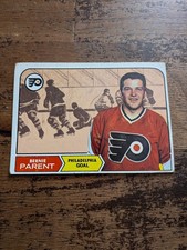 1968-69 Bernie Parent Topps Hockey Rookie Original Card Philadelphia Flyers #89. rookie card picture