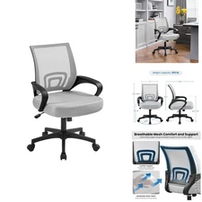 Modern Ergonomic Office Chair - Grey Mesh with Tilt Function & 360° Wheels