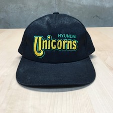 Vintage Hyundai Unicorns Baseball Hat Cap Black Strapback South Korea Defunt KBO