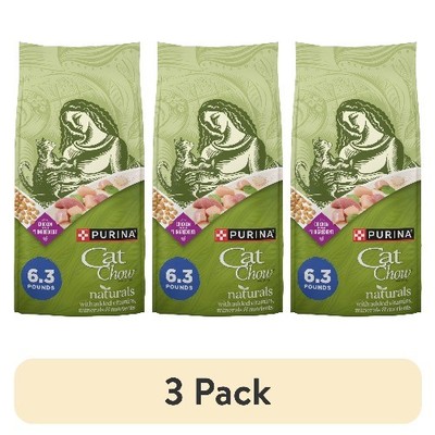 (3 pack) Purina Cat Chow Naturals, Indoor Dry Cat Food, Chicken & Turkey, 6.3 lb