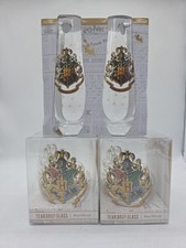 Harry Potter Wizarding World Hogwarts Crest 20oz 2 Tear Drop Glasses 2 Stemless