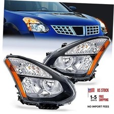 Headlight Assembly 2008-2013 Nissan Rogue Black Housing Amber Reflector