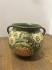 Vintage 1931 Roseville Pottery Jonquil 2 Handled 4” Vase Crisp Mold