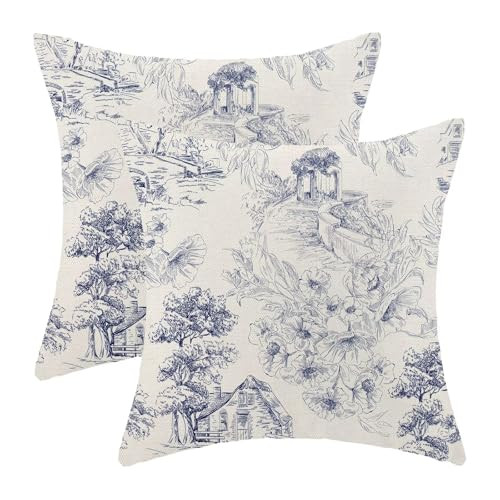 Chinoiserie Floral Outdoor Pillow Covers 18x18 Set of 2-image