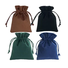 4pcs Velvet Jewelry Pouches, 5.11 x 7.08inch Dice Drawstring Pouch, Velvet St...