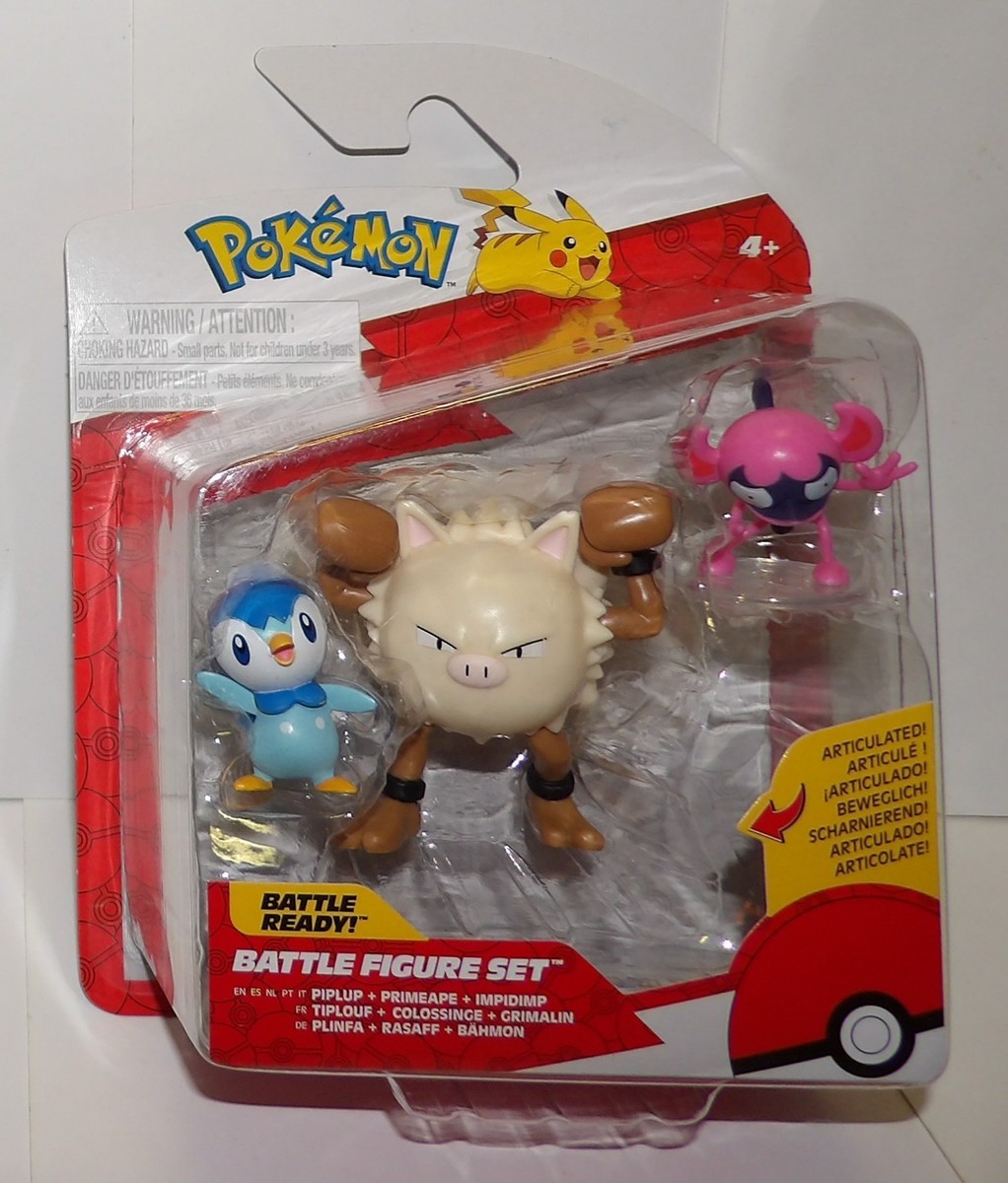 Pokémon Battle Figure Set ~ PIPLUP, PRIMEAPE, IMPIDIMP ~ Jazwares