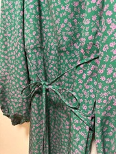 GANNI Green & Pink Floral Long Sleeve Dress Size S