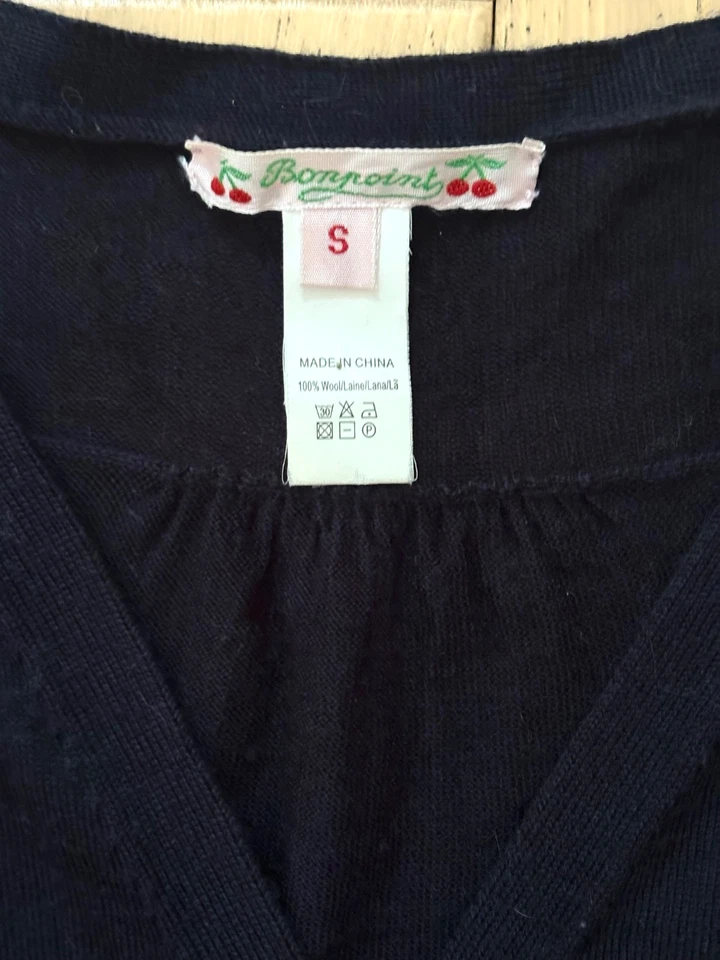 SUÉTER CÁRDIGAN BONPOINT NEGRO LANA FRONTAL A PRESIÓN, NIÑA 8 Foto 2 de 4