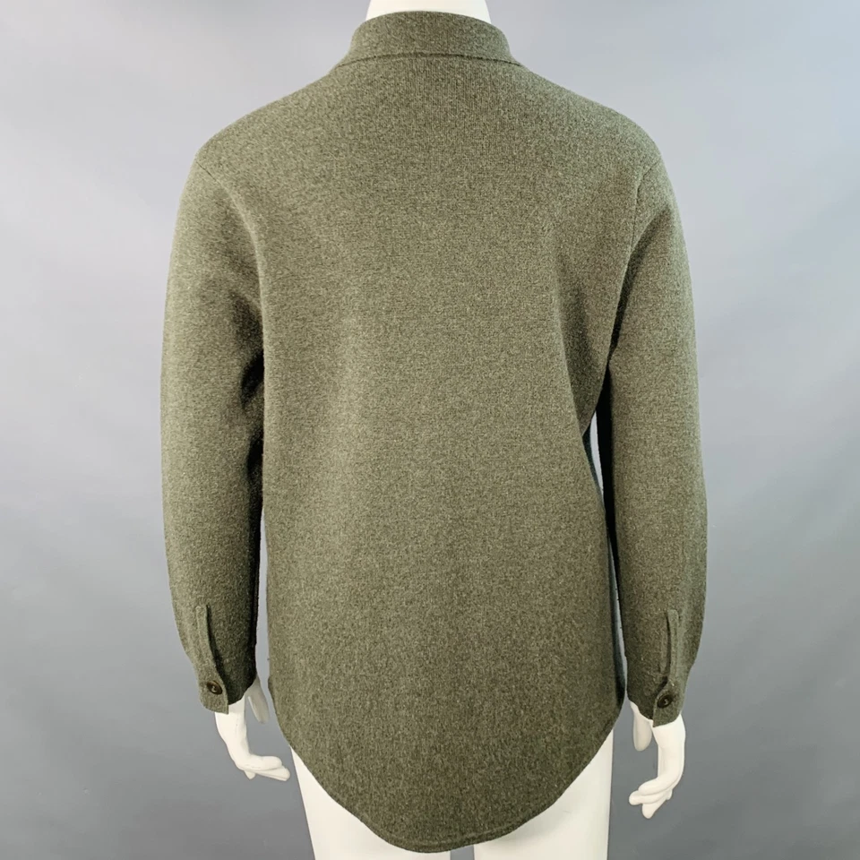 KINROSS Size L Green Olive Cashmere Shirt Jacket Cardigan - Image 3 of 4