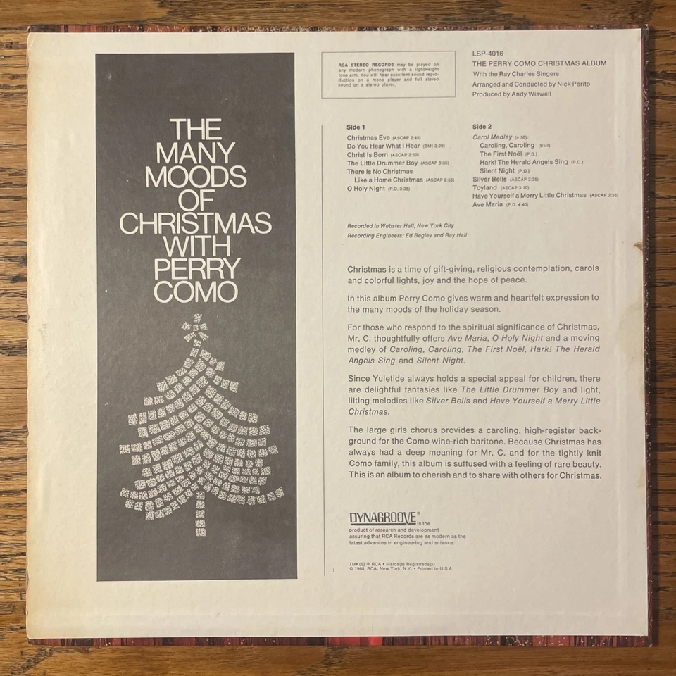 The Perry Como Christmas Album LP RCA Holiday Classic EX!!! - Image 4 of 4