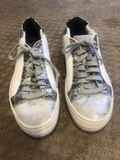 P448 White Leather Sneakers w/ Snakeskin Detail Women’s Sz 39 8 Style John