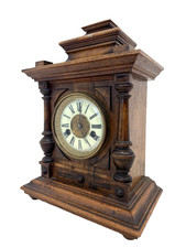 Antique Vintage Wooden German Mantel Clock - Made in Wurttemberg
