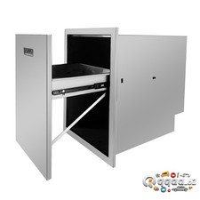 Stainless Steel 22.8D x 17.7W x 25H Inch Out Trash Drawer Bin with Pull-Out Tray