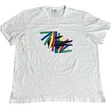 Vtg Lacoste Sport Men s 8 Performance Shirt White Black Gator Rainbow Colorful