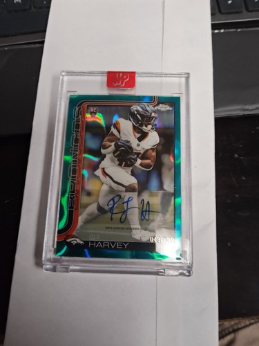 2025 Topps Chrome - Rookie Autographs RJ Harvey #RA-RH Aqua Refractor /199 (AU,