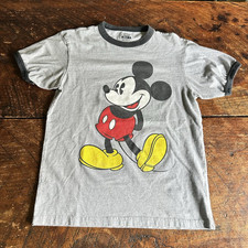 Disney Store Mickey Mouse Ringer Tee Shirt Graphic Print Gray Mens Small