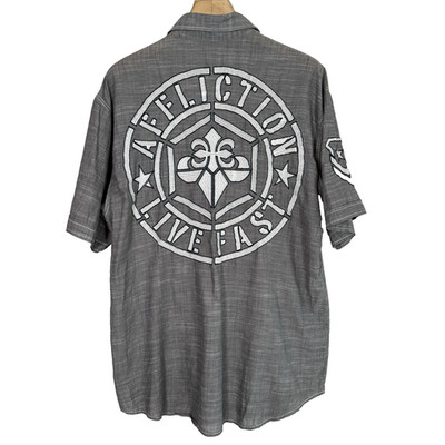 Affliction Black Premium Shirt Mens 2XL Slim Fit Live Fast 73 Buckle Exclusive
