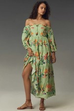 Farm Rio x Anthropologie Off-The-Shoulder Tiered Floral Midi Dress Size M