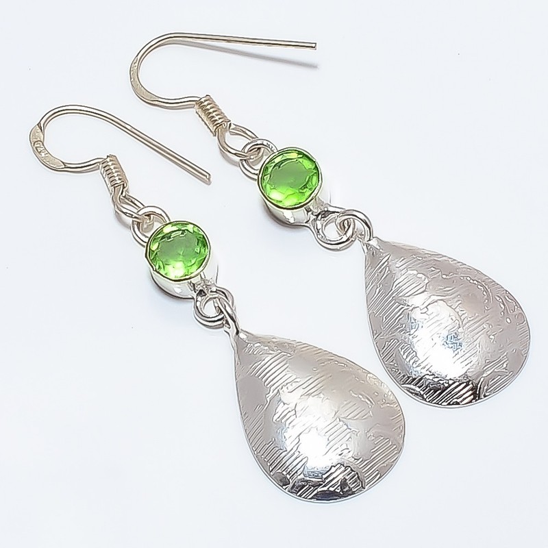 Peridot Gemstone 925 Silver Plated Earring 1.95" TE7507-977