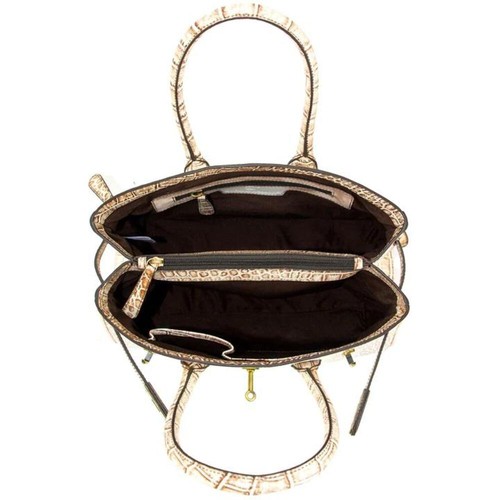 Rugged Rare Croc Texture Handbag Beige Leather Design Adjustable Strap Utility - Picture 6 of 7