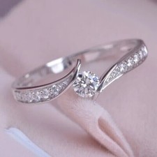 1Ct Round Cut Lab-Created Diamond Wedding Engagement Ring 14k White Gold Plated