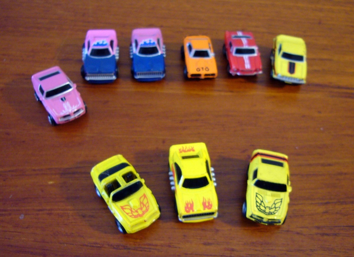 Micro Machines 9 cars Firebird, Trans Am GTO Pink Yellow