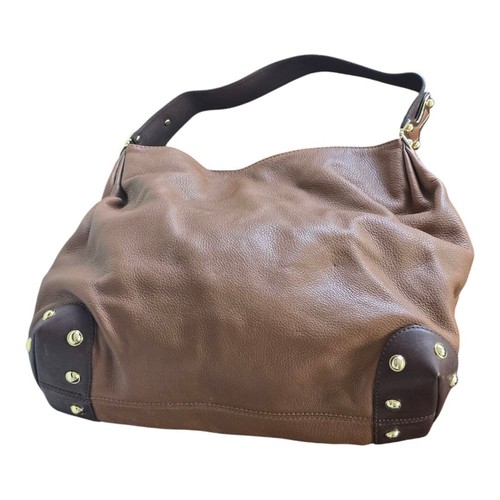 Michael Kors Pebbled Leather Hobo Handbag Womens Walnut Brown Gold Large - Picture 4 of 18