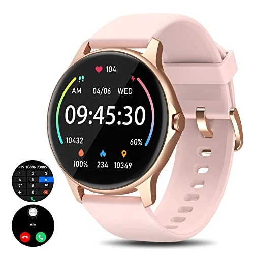 Smartwatch Uomo con Chiamate, Orologio Smartwatch Donna Rotondo con (P6a)