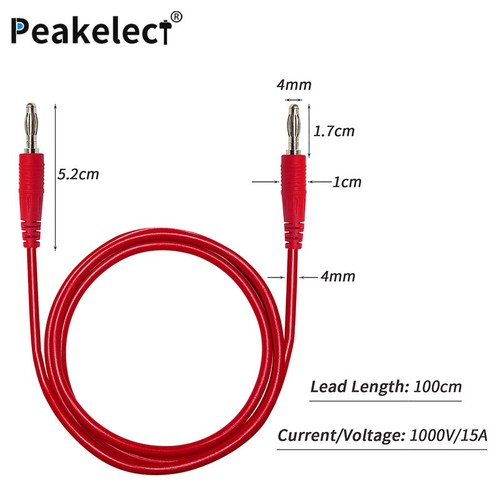 Peakelect Multimeter Test Lead Kit 4mm Banana to Banana Plug with Alligator Clip - Picture 4 of 12