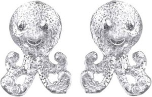 Authentic Small Sea Animal Octopus Squid Stud Earrings 14K Gold Plated Sterling Silve