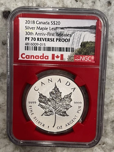 2018 NGC PF70 Reverse Proof Canada $20 Silver Maple Leaf 30th Anniversary