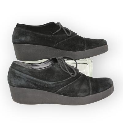 THE FLEXX EU 39 US 8 Suede Wedge Lace-Up Oxford Black Egypt VeraPelle FREE SHIP