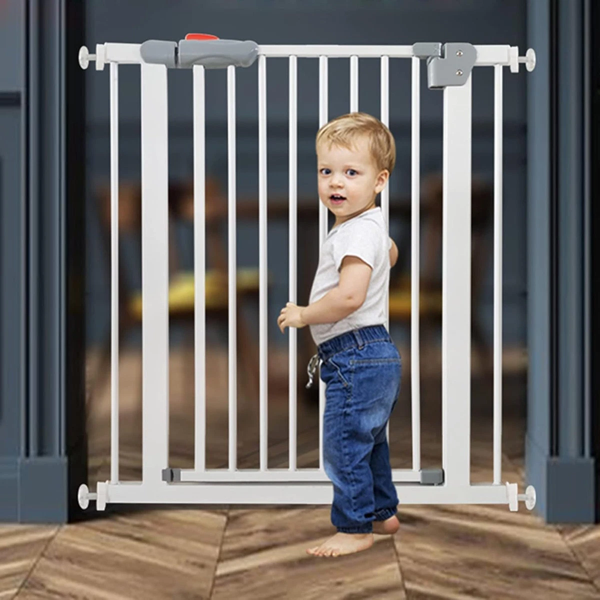 Auto-Close Safety Baby Gate with Double Lock – Adjustable Metal Barrier