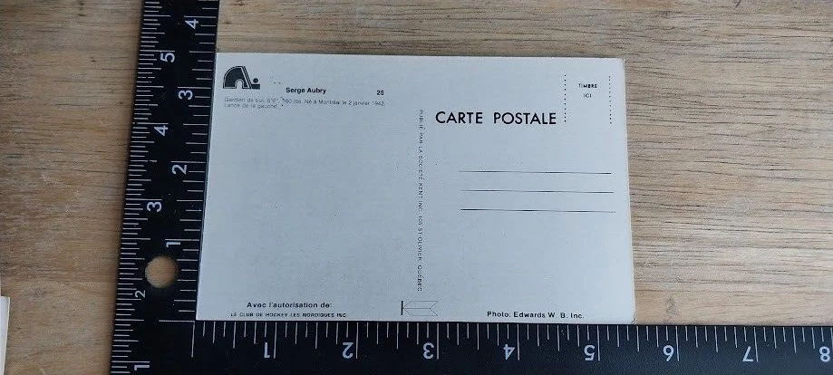 Serge Aubry Quebec Nordiques Postcard 1976 77 Rochester Cincinnati Tulsa WHA - Image 3 of 3