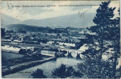 Old postcard REVIN - General view district of the train station (135567)