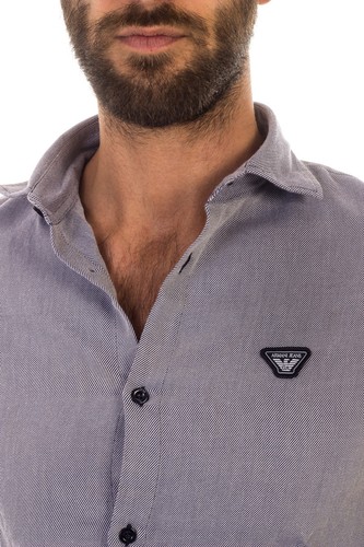 Camicia Armani Jeans AJ Shirt Cotone Uomo Blu 6X6C206N08Z 2501 - Foto 3 di 9