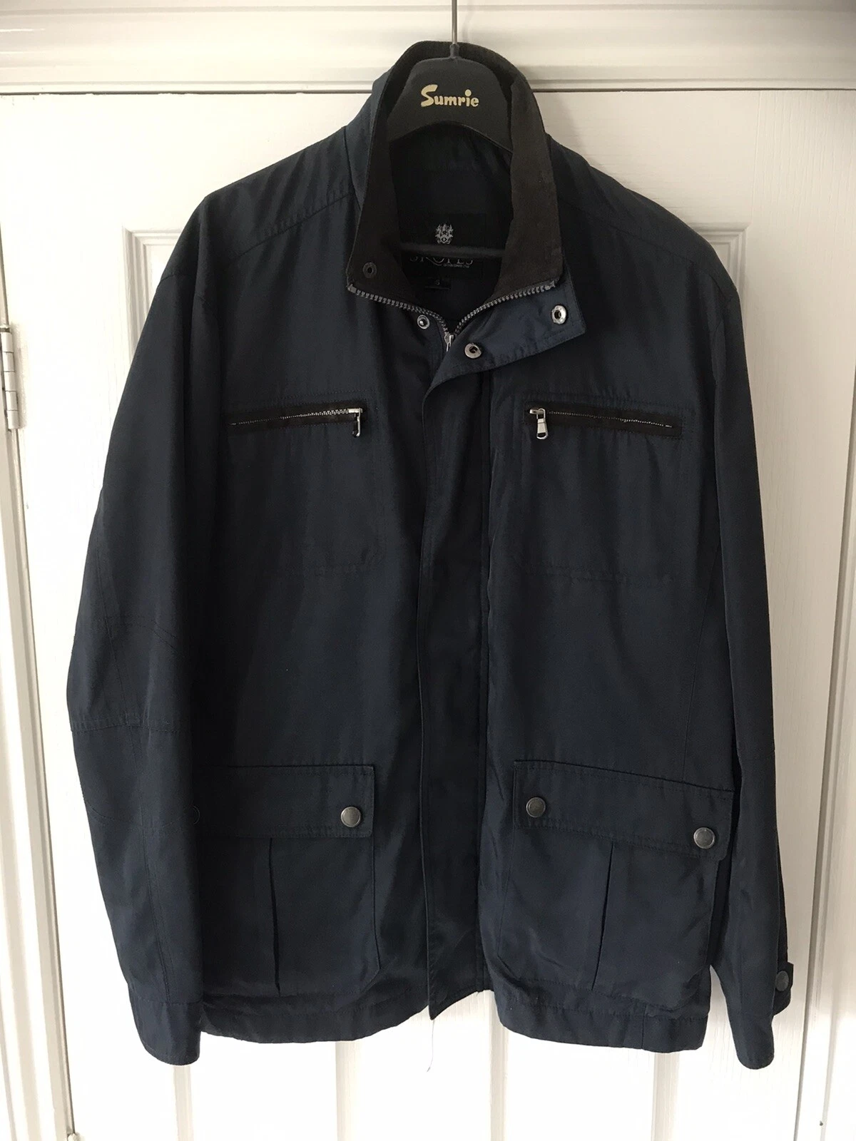 Men's Skopes MCCOLL Casual Jacket Size Small Blue Soft Shell Suede Effect Trim