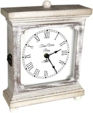 Rustic Shelf Clock 9"x7" Quiet Silent Farmhouse Mantel Desk Wood - AA Battery