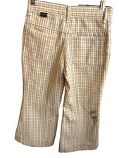 26x19 Vintage 1970's Boys Girls Jeans YELLOW PLAID BELLBOTTOM FLARE DENIM HIPPY