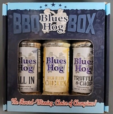 Blues Hog 3 Pack BBQ Box, All In, High Flyin Chicken, And Truffle & Chop