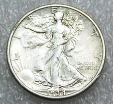 1934 Walking Liberty Half Dollar AU Nice Luster in saflip #Q14