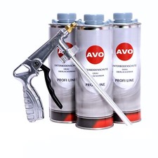 Unterbodenschutz &uuml;berlackierbar grau 3L + UBS/HV Spritzpistole Autolack A100202