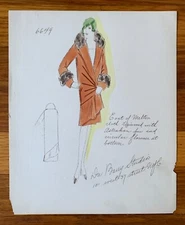 1920's DUBARRY STUDIOS Vintage ART DECO Fashion Design Original Colored Print
