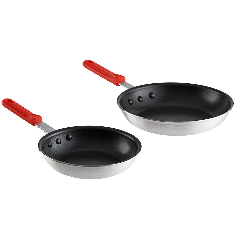 Choice 2-Piece Aluminum Non-Stick Fry Pan Set, Red Silicone Handles 8" 10"