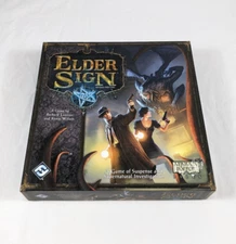 ELDER SIGN Revised Board Game Used COMPLETE Box Damage Fantasy Flight Games 2011