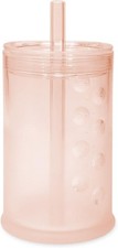 Silicone Training Cup with Straw Lid Toddler Sippy Unbreakable NonSlip 9Oz Coral