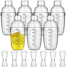 7 PCS Plastic Cocktail Shaker Set Clear Drink Mixer Jigger Bar Party 17oz