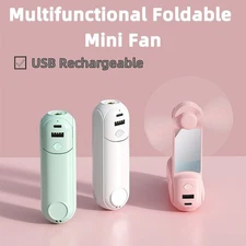 3 IN 1 Portable Handheld Mini Fan with Battery Power Bank for Travel Outdoor US