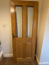 Solid Oak Veneer Internal Door Glazed 1956 x 752 Toughened Glass