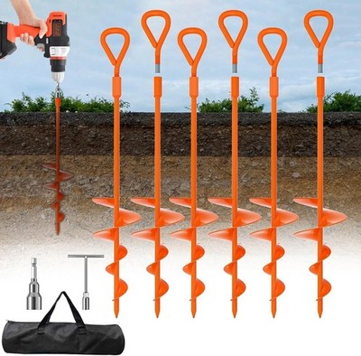 18''/30'' Heavy Duty Spiral Ground Anchors Kit with T-Handle & Drill Bit